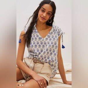 Anthropologie Blue and White Tank Top